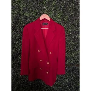 Ann Freedberg VTG Red Jacket Blazer, Double breasted Gold Buttons Size S/M
